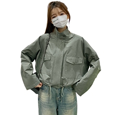 现货韩版休闲百搭显瘦短款风衣外套女2D075-(P140-K195)，女装风衣，2D075