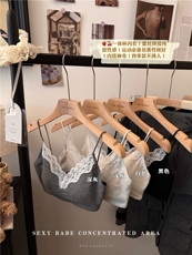 夏季韩版蕾丝拼接百搭美背运动背心裹胸小胸罩聚拢抹胸，女装背心吊带，梦白服饰厂