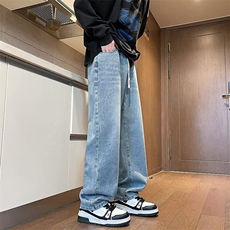 牛仔裤男春秋夏季2025新款潮牌美式高街裤子男款工装直筒休闲长裤，男装牛仔裤，星座310B-1