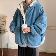 控价158牛仔棉衣男大码加绒羊羔绒牛仔棉服男棉袄NM53412-P140，男装棉衣，电商A040