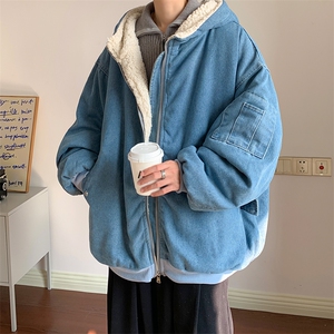 控价158牛仔棉衣男大码加绒羊羔绒牛仔棉服男棉袄 NM53412-P140图片