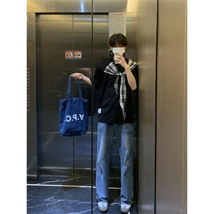 【有货】PX01LL-特P38 格子拼接蝴蝶结短袖t恤男女图片