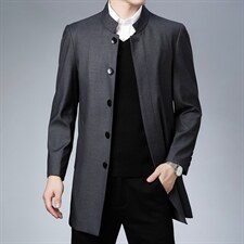 2023新款风衣男中长款外套春秋季商务中年男士时尚百搭潮流外套，男装风衣，电商B212（原钱塘6029）