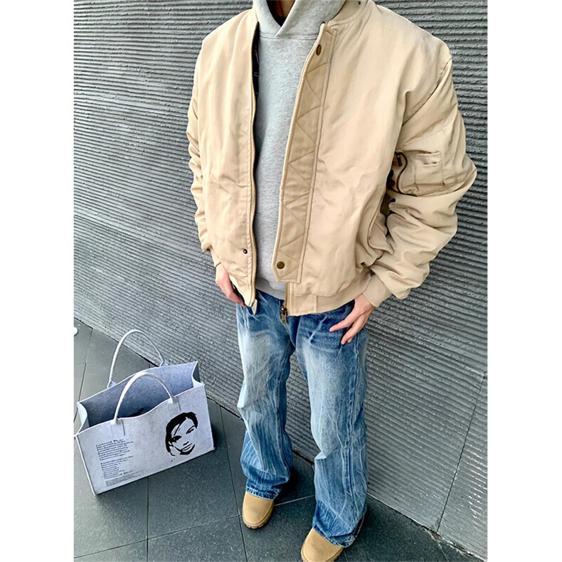 纯色复古格子飞行员夹克棒球服外套JK7434特P75,男装夹克,星座908-1