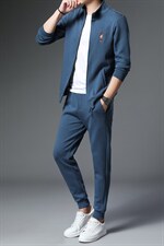 2023秋季新款男装中年男士商务休闲套装长袖立领卫衣薄款两件套，男装休闲套装，电商B212（原钱塘6029）