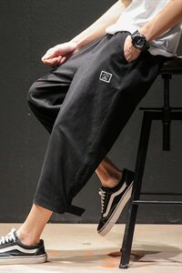 2021夏季新马切达大码日系男休闲裤魔术贴亚麻七分裤K375-P35图片