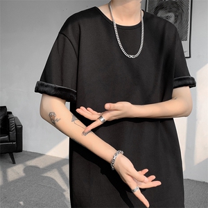 8XL-M冬季短袖男加绒加厚T恤内搭打底衫半袖打底上衣DX327P35控48图片