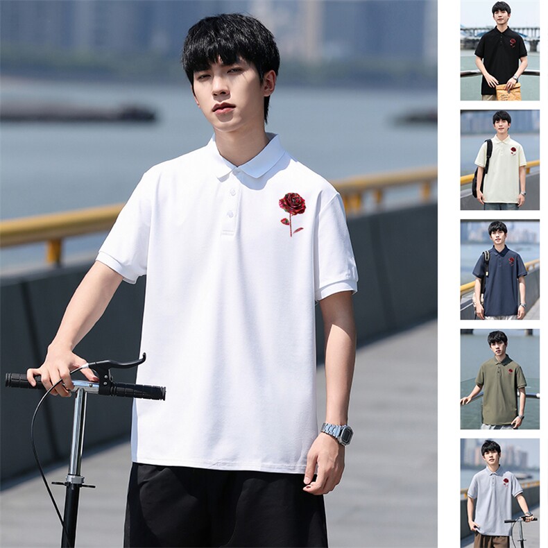 PDH短袖男夏季新款大花潮流半袖上衣休闲透气高级翻领polo衫T恤衫，男装T恤，星座115A(原星座507）