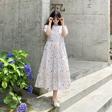 【现货】2021夏装新款俏皮可爱几何撞色连衣裙166-1019P80，女装连衣裙，茜茜公主