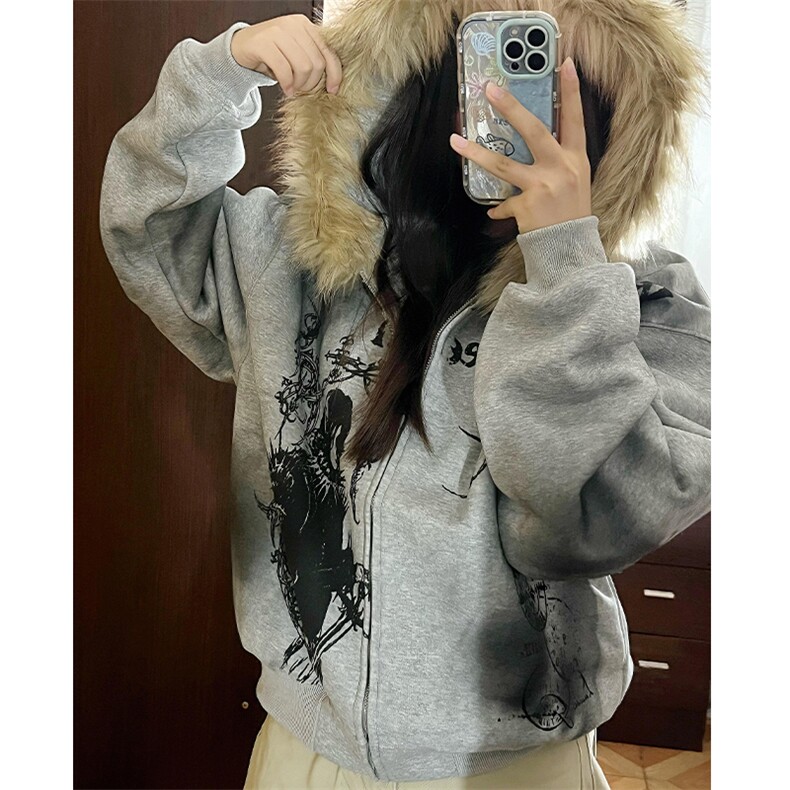 美式街头重磅毛领连帽情侣卫衣LY208-P54，男装卫衣，星座610A-1