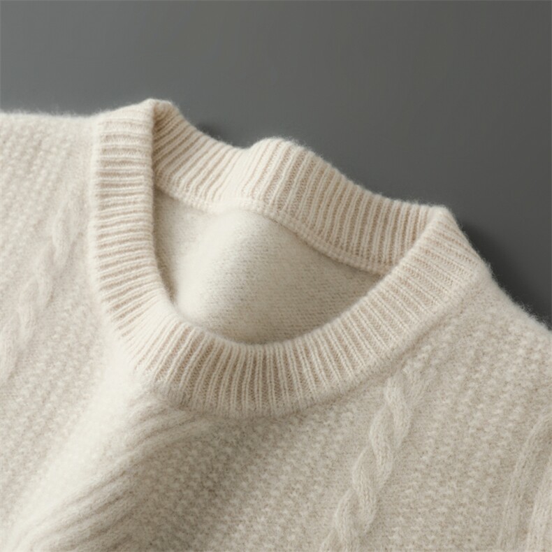 2025年秋季新款绞花针织男士羊毛上衣时尚休闲通勤百搭，男装羊毛衫，德晨羊绒