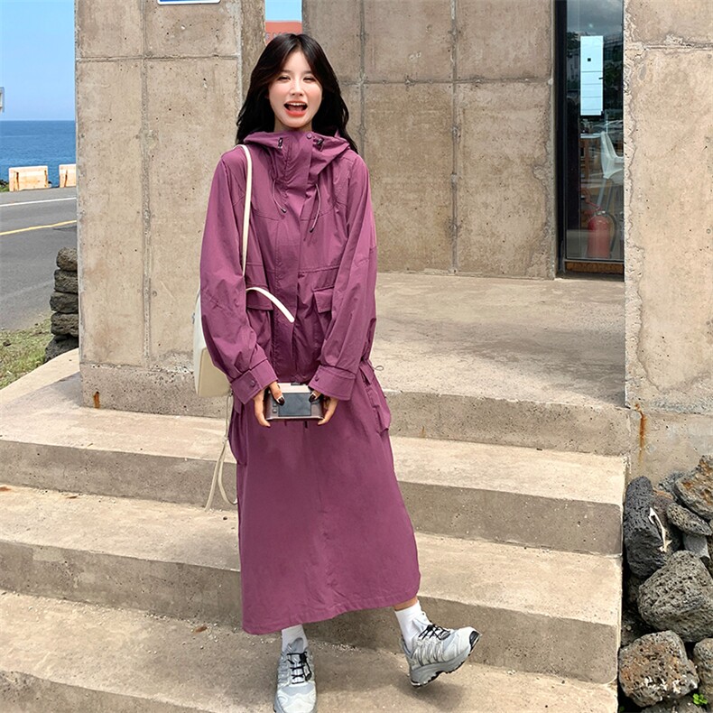 紫色连帽工装风外套半身裙套装女春秋新款韩系休闲小个子两件套潮,女装套装/套裙,2C007