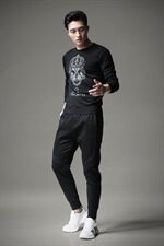 秋冬羊毛衫手绘印花薄长袖毛衣圆领打底针织衫S9935，男装针织衫/毛衣，天晨