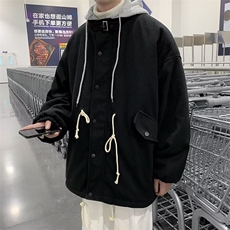 假两件连帽外套男秋冬新款美式复古潮流毛呢夹克上衣W6091-P75，男装夹克，星座512-2