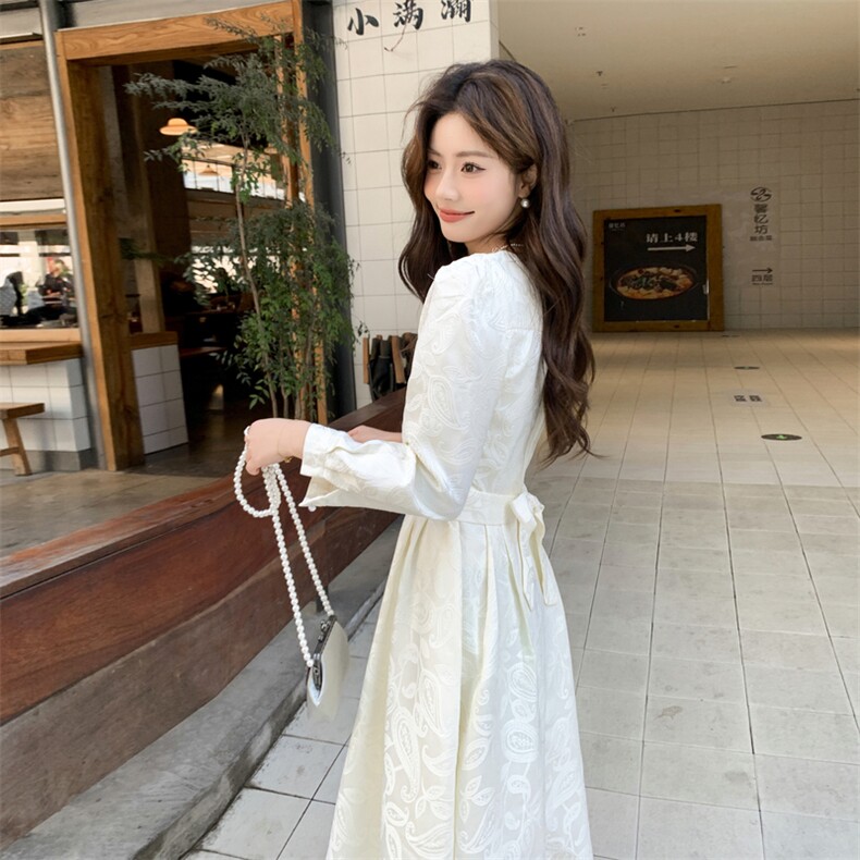 修身型长袖2026年春季女士通用百褶裙休闲聚酯纤维100女,女装连衣裙,凡歌灵