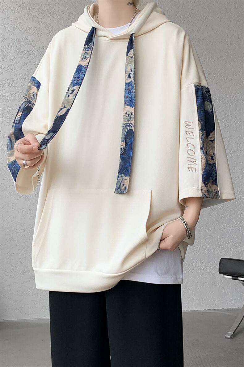 小熊拼接高质量连帽短袖DSA059-T10018-P40已做货,男装T恤,电商A059