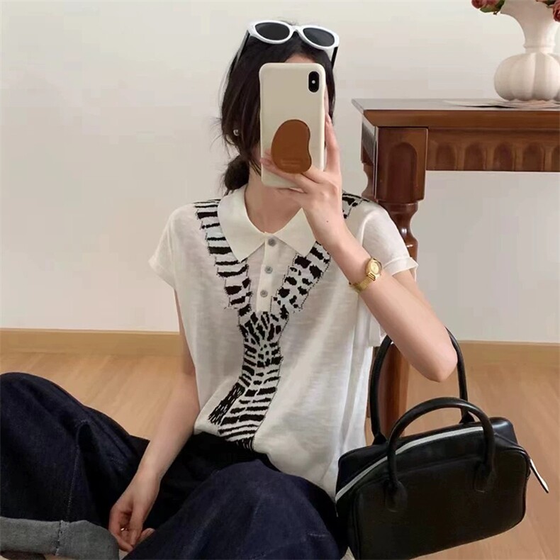 夏季竹节麻韩系印花短袖时尚百搭潮流，女装T恤，锦弘羊绒