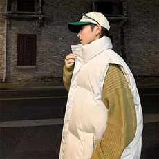 现货5W件冬季三防硬挺boxy短款立领棉衣马夹外套加厚马甲保暖棉服，男装棉衣，电商A486-1