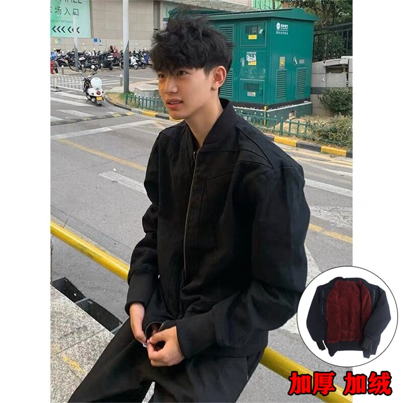 网 高街牛仔棉衣外套男女春秋冬季加绒加厚棉服保暖夹克B97-P125图片