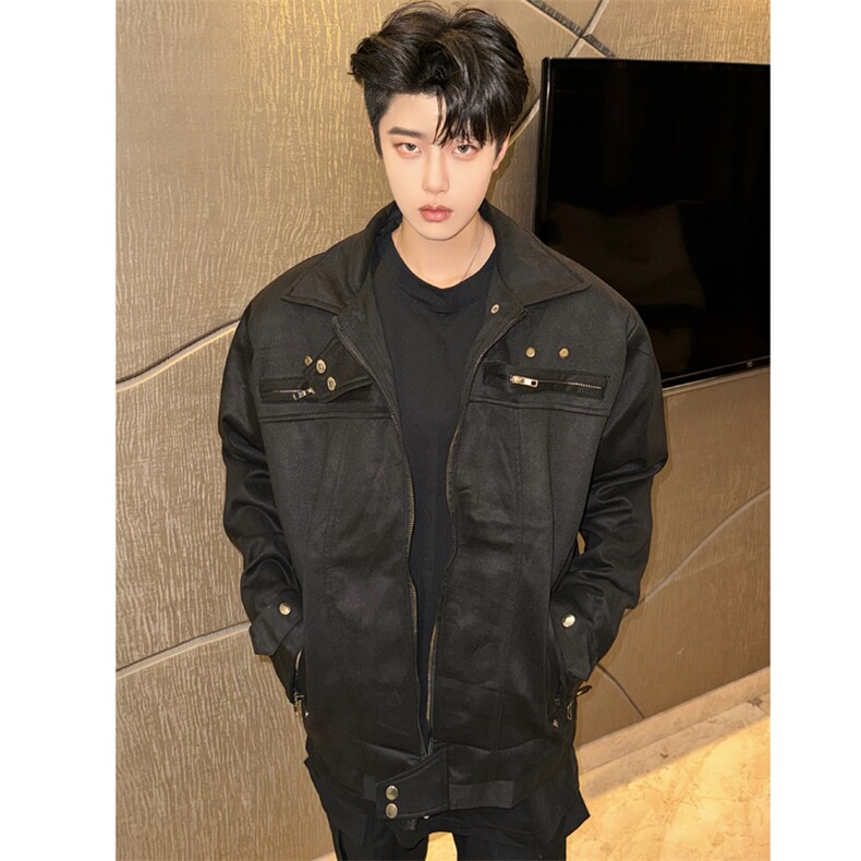 自家图外套男春秋季高街拉链机车服高级感飞行员夹克1602-P85,男装夹克,星座910-5