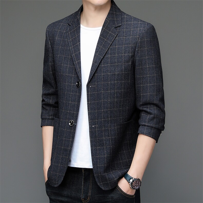 春季新款男士新款西服保暖青年商务休闲大衣外套西装图片