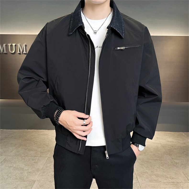 店主风 2025秋季新款假两件时尚宽松夹克外套男JK181-P120控160图片