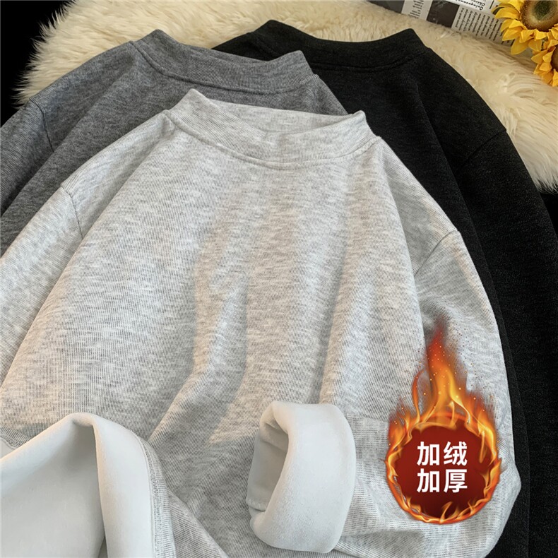 ！2025冬季新款男士加绒加厚保暖德绒长袖打底衫T2505特P25，男装T恤，电商B220