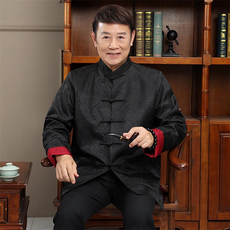 25年长货春秋风唐装外套男士中老年中式复古盘扣夹克上衣,男装夹克,钱塘723