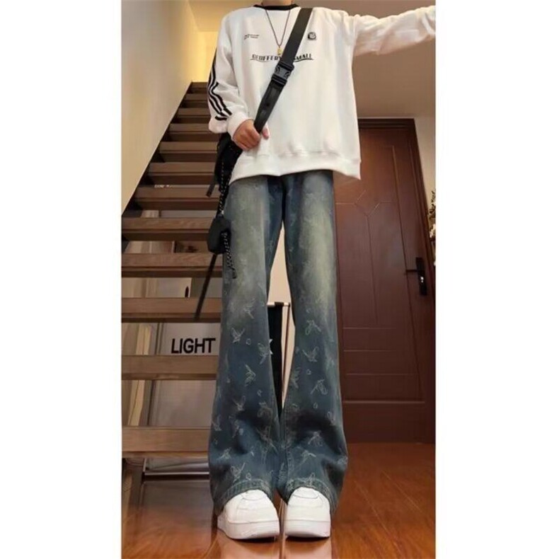 【网图现货】荆棘提花牛仔裤美式高街vibe弯刀裤子K6063特P45,男装牛仔裤,星座205-3