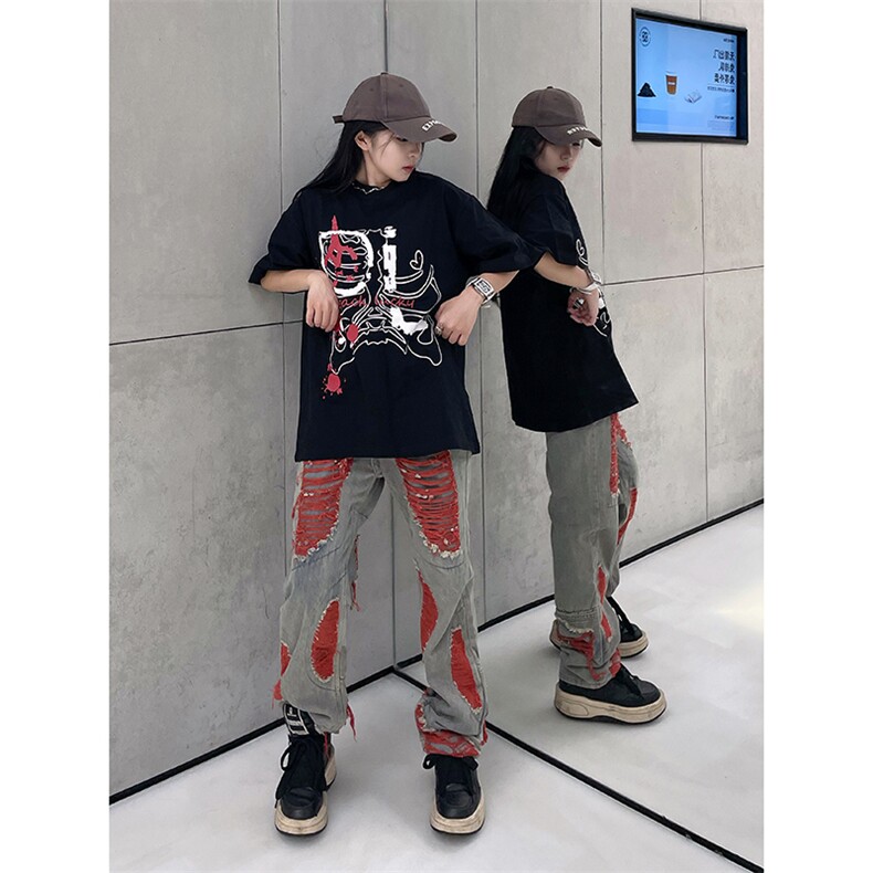 B221新景秋装美式ins高街暗黑小众假破洞牛仔裤LK22039-P65控88,男装牛仔裤,电商B221