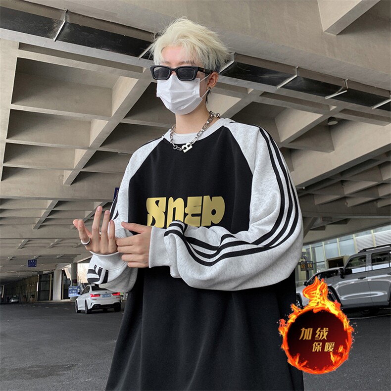 抖音得物供货提供视频秋冬重磅美式宽松织带圆领卫衣0713,男装卫衣,电商A486