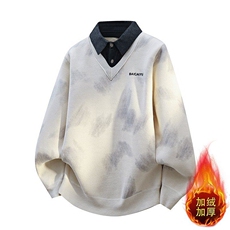 W25271-P60秋冬款翻领针织毛衣男潮牌加绒加厚卫衣外套时尚打底衫，男装T恤，电商D310B