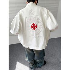 得物品质秋冬款男十字架牛仔夹克衫破洞宽松外套JAk1068P95，男装夹克，星座1013-1