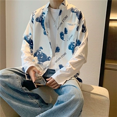 原宿长袖气质潮流新款印花秋ins日系衬衫青春流行日常W1169-P25，男装衬衫，星座512-4