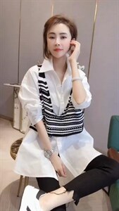 衬衫假两件套,女装衬衫,柚格