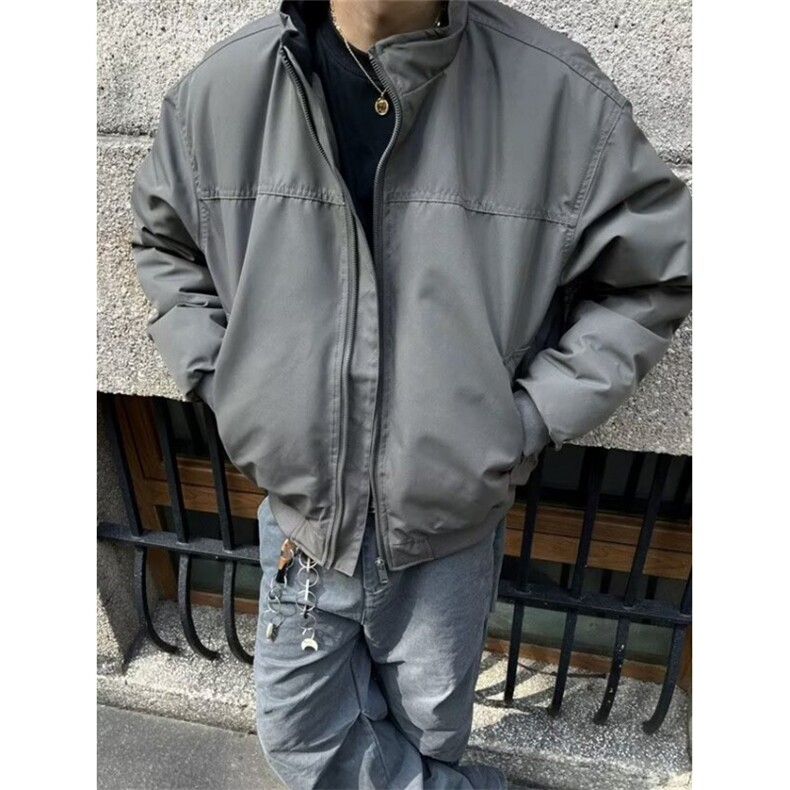 冬款痞帅廓形立领飞行夹克棉服外套男加厚保暖冲锋衣夹棉MZ9600,男装夹克,星座1116A（原606A-3）