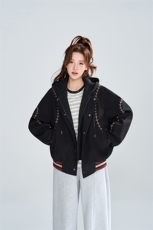 2026春季宽松复古明线刺绣假两件潮流百搭外套女XZ309JK8006P95，女装短外套，星座309（原A406）