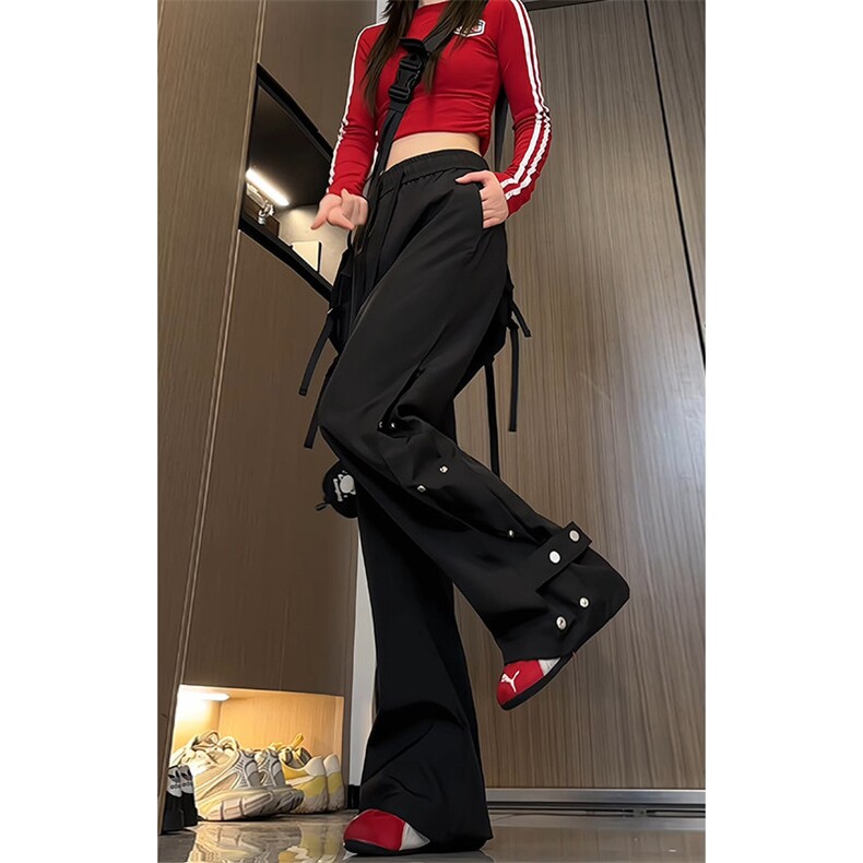 2026春季新款开叉按扣男女微喇冲锋裤K24138-特P32建议零售价78，男装休闲裤，电商A001-1