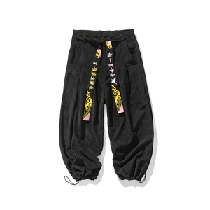 秋冬 大码风飘带绣花情侣哈伦阔腿裤休闲裤汉服潮 K126/P70图片