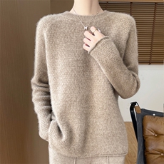 2025半高圆领长袖针织衫女一线无缝内搭打底衫毛衣纯色休闲上衣新，女装羊毛衫，迅太羊绒