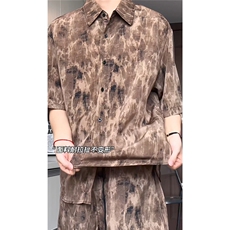 短袖衬衫男+短裤男套装男100%聚酯纤维M-5XL大码TZ78717P50控98，男装牛仔裤，星座226-1