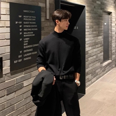 秋冬韩版半高领毛衣潮流纯色百搭针织衫M23/P30特加绒P50，男装针织衫/毛衣，电商A243