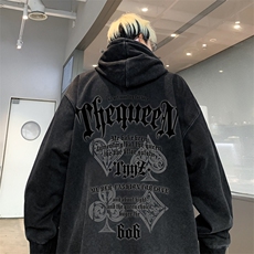 美式潮牌重磅水洗做旧连帽卫衣力推大码男XZ517A-2-Y7743-P68，男装卫衣，星座517A-2