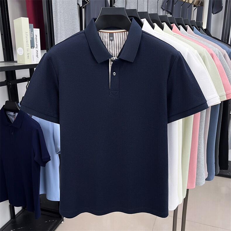 夏季纯棉短袖纯色翻领POLO衫男T恤潮流品质上衣体恤男装，男装Polo衫，钱塘6003（原4033）