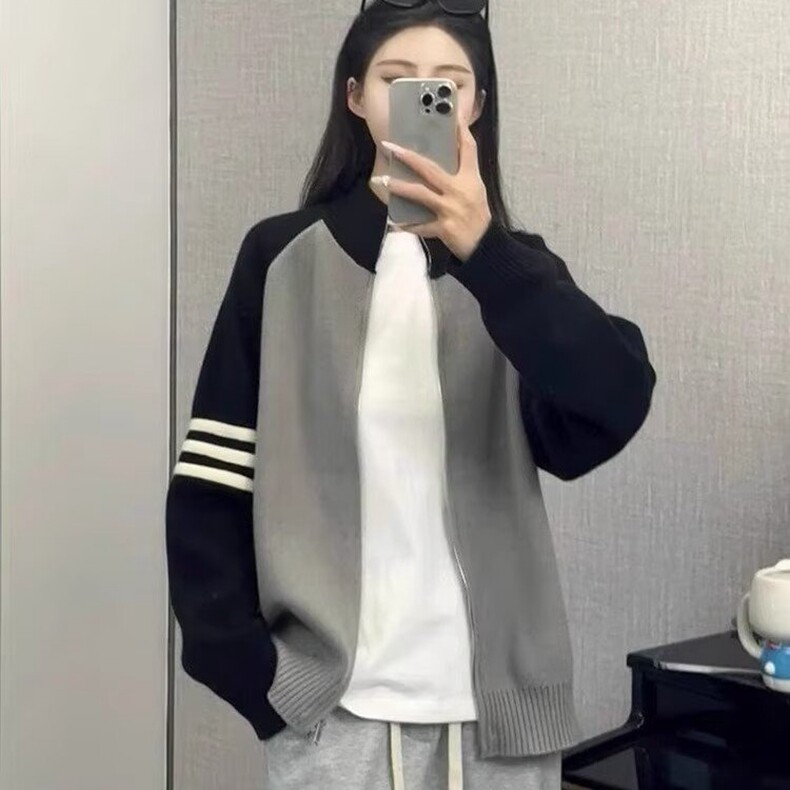 开衫毛衣男春秋季2025潮牌立领撞色针织外套男生休闲毛线衣服冬装,男装针织衫/毛衣,星座218-8