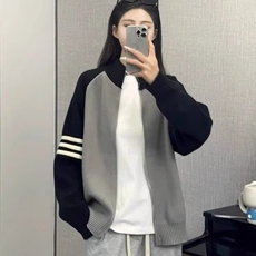 开衫毛衣男春秋季2025潮牌立领撞色针织外套男生休闲毛线衣服冬装，男装针织衫/毛衣，星座218-8