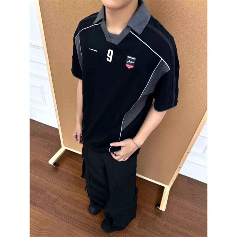 夏季新品美式球衣运动衣服翻领POLO衫男宽松短袖,男装T恤,星座410-7