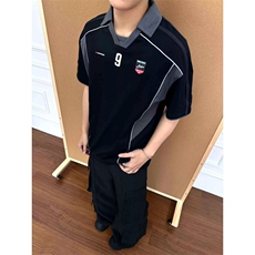 夏季新品美式球衣运动衣服翻领POLO衫男宽松短袖，男装T恤，星座410-7
