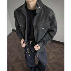 PU皮外套男立领美式复古工装男装皮衣夹克JK6451-特P77，男装皮衣，电商D202