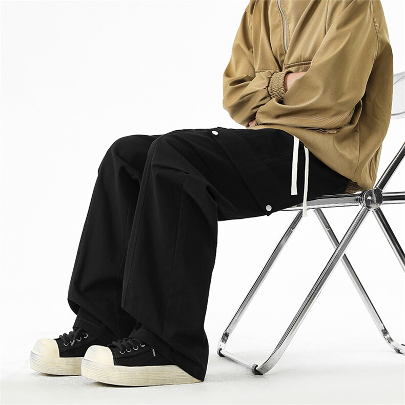 美式潮牌抽绳休闲工装裤青少年宽松直筒长裤子K815P52控89,男装休闲裤,星座914-1